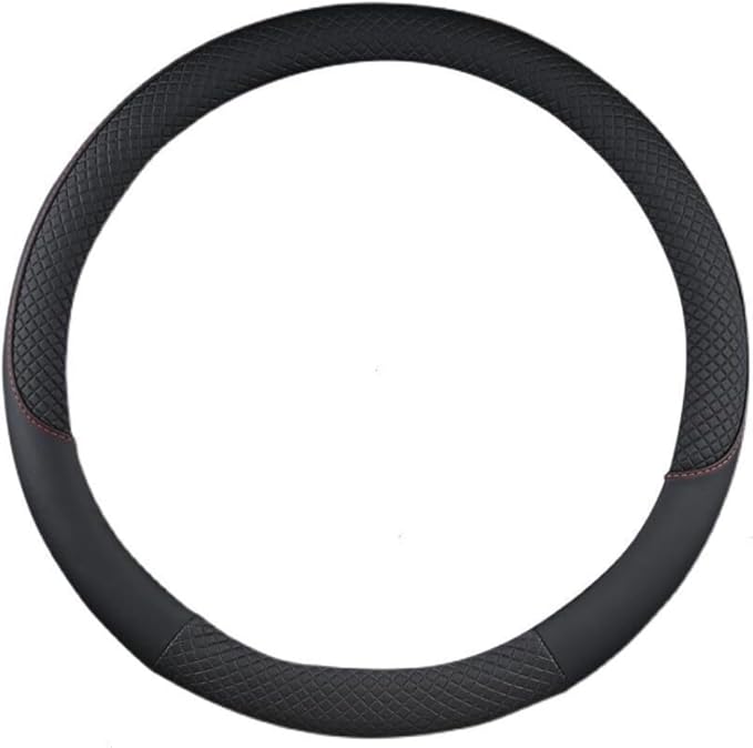 Car Semi Truck Van Leather Steering Wheel Cover Fits 14 15 16 17 18 19 Inch Maximum Grip Non Slip Durable Universal Fit for Most Vehicles (36cm/14in,Black)