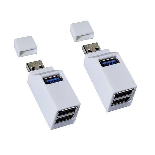 (2 Pack) USB 2.0 Splitter,3-Port USB 3.0 Hub, USB Port Expander Dongle Portable for PC, Laptop and More (White)