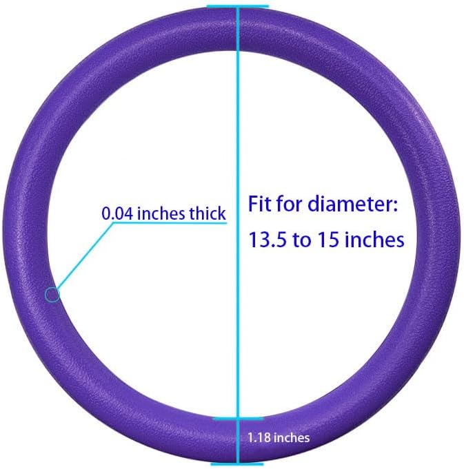 Purple Car Steering Wheel Cover: Universal RPKEY 13.5 to 15 inches Silicone Steering Cover Compatible with Most Car Models Fit for Round Shape D Shape