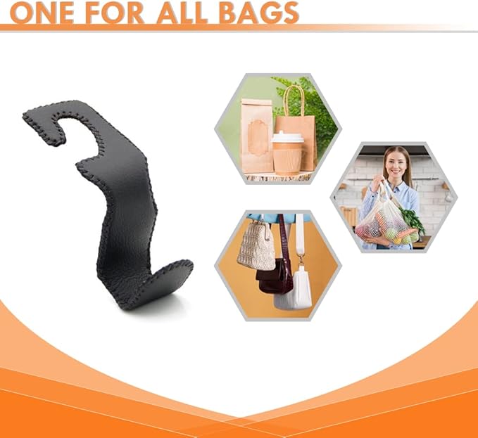 Headrest Hooks for Car, Car Purse Hook Holder,2 PCS Leather Purse Holder for Car,Car Back Seat Headrest Hanger Vehicle Black Leather Storage