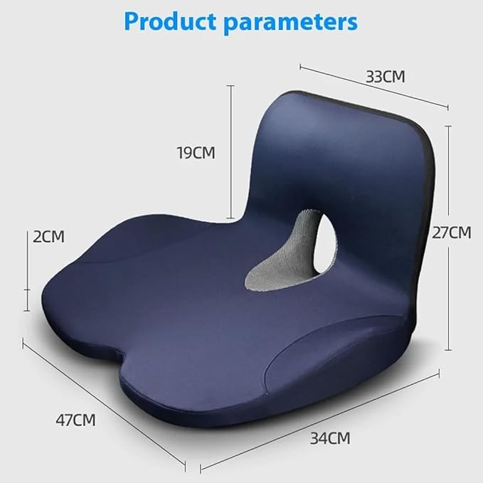 OUTMX Car Seat Cushion for CRV CR V 2023 2024 2025, Memory Foam Seat Cushion with Lumbar Support L-Shaped Ergonomic Non-Slip Pad Tailbone Pain Relief,Blue-Normal