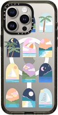 CASETiFY Impact iPhone 15 Pro Max Case [Slim/Compatible with Magsafe / 8.2 ft. 4X Military Grade Drop Protection] - Beachy Vacay BY Brook GOSSEN - Clear Black