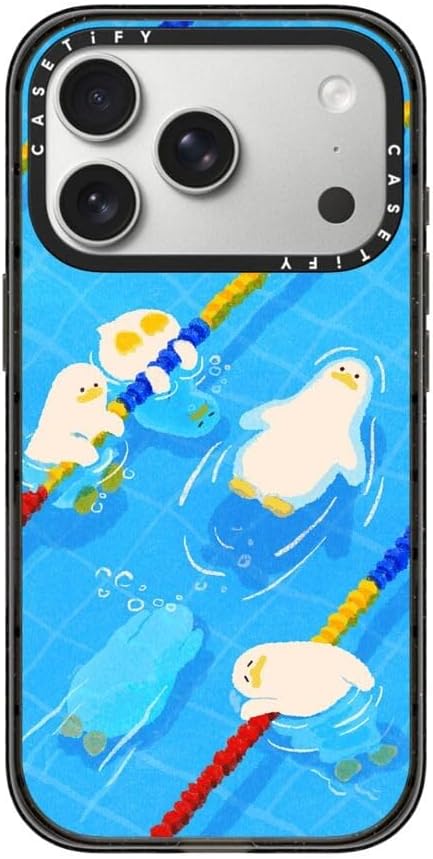 CASETiFY Impact iPhone 17 Pro Case [Slim/Compatible with Magsafe / 8.2 ft. 4X Military Grade Drop Protection] - Pool time - Clear Black