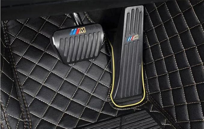 Custom Floor Mats for Cars fit 95% Sedan SUV Sports Car Full Coverage All Weather Men Women Pads Protection Non-Slip Leather Floor Liners (Black Brown Stitching)