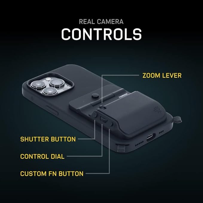FJORDEN Pro Bundle for iPhone 16 Pro - Includes Fjorden Camera Grip, (MagSafe Compatible) iPhone Case, Black Rope Strap & Carry Case - Shoot Like A Pro with Your iPhone