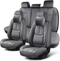 Auto Car Seat Covers Accessories Full Set Leather Cushion Protector Breathable Waterproof Seat Cover for Cars Universal Fit (Grey, Front Pair and Rear)