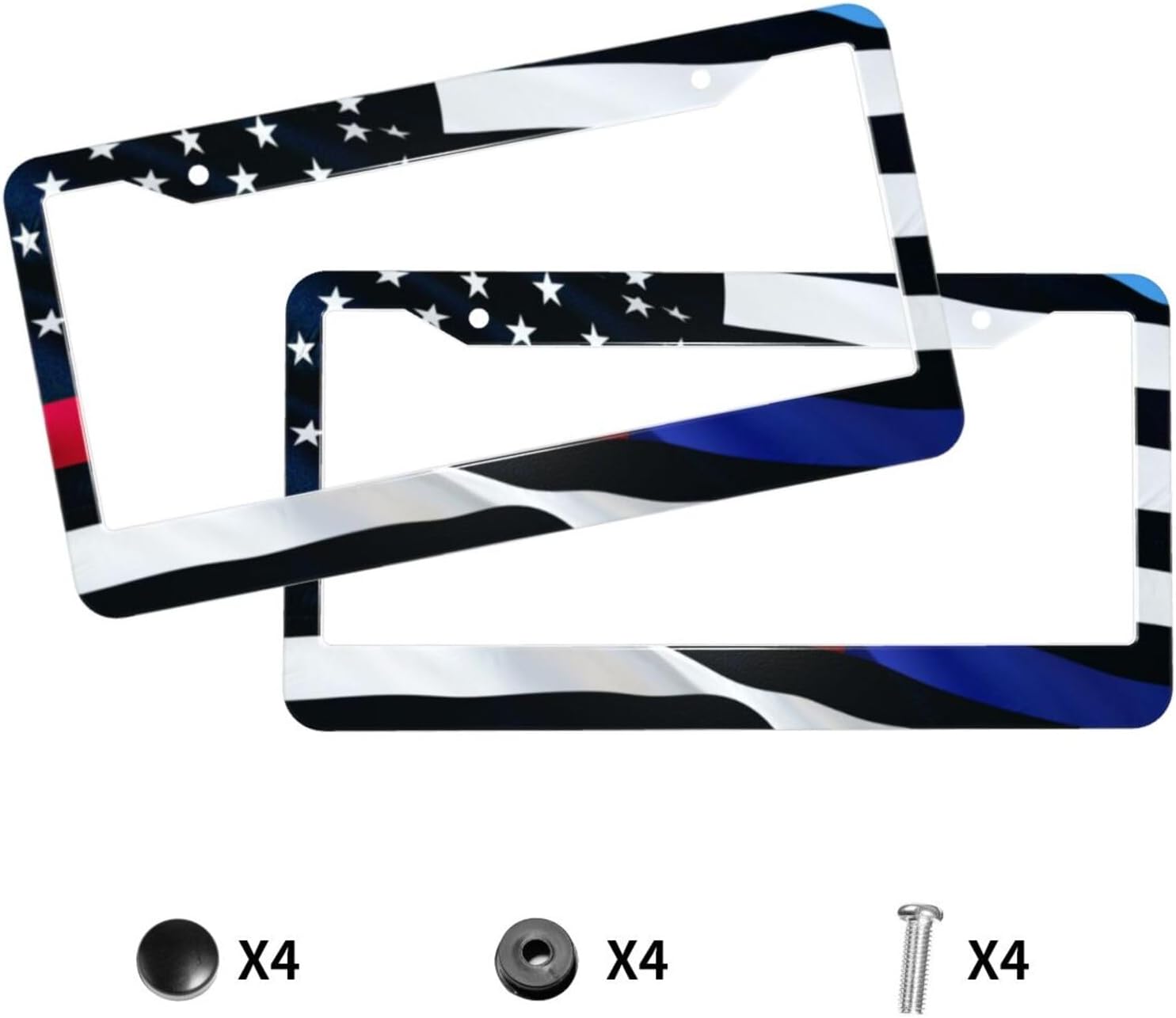 American Flag License Plate Frame American Flag License Plate Holder American Flag Eagle License Plate Frame Covers US Car Tag Frame Stainless Aluminum 2 Pack 2 Holes Decorative 2 Pcs Set for Men