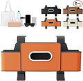 Back Seat Car Organizer,3 in 1 Car Backseat Storage Box with Cup Holder,Tissue Box,Trash Bin&Hooks,Multifunctional Waterproof Storage for Hold Phones Snacks Drinks Handbags (2, Orange)