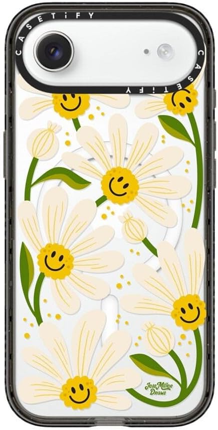CASETiFY Impact iPhone Air Case [Slim/Compatible with Magsafe / 8.2 ft. 4X Military Grade Drop Protection] - 90s Daisy - Clear Black