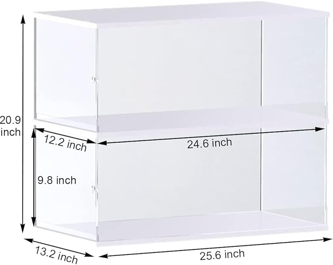 Choowin 2 Layer Acrylic Display Case for Lego Cars (McLaren P1, Ferrari SP3, Bugatti Chiron, Porsche 911, Lamborghini) & 1/8 Diecast Cars - Dustproof Assemble Display Case with Door (White)