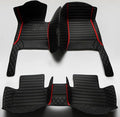 Custom Personalized Floor Mats for Cars，Luxury Full Coverage All Weather Car Floor Mats，Anti-Slip Leather Car Mat Set ，Custom Floor Mats for 99% of Cars, Trucks & SUVs (All Black red)