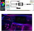 Ambient Lighting Car Led Lights Interior Kit with Wireless APP,43.3 inches Dream Color Acrylic Led Strips Lights for Car, 12V Fiber Optic Music Sync Neon Center Console Dashboard Interior Lights