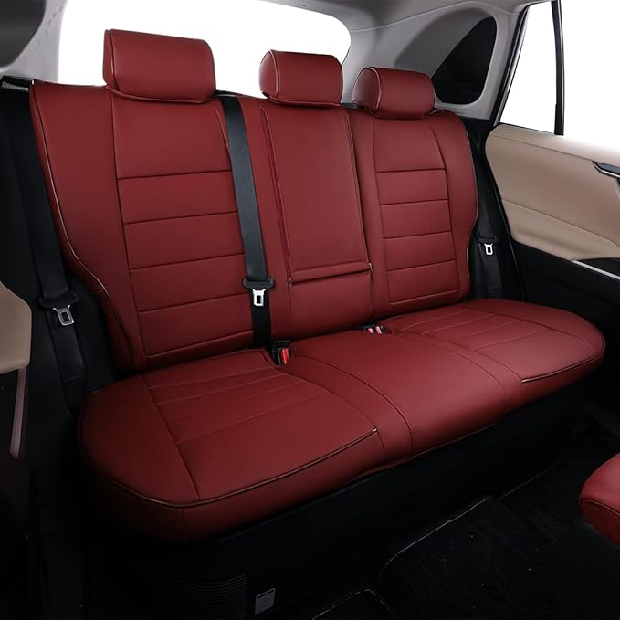 EKR Rav4 Seat Covers Custom Fit for Toyota Rav4 2021-2024 Prime SE,XSE & 2019-2025 Hybrid/PHEV SE,XSE, Leather Car Seat Cover Full Set for SUV,Faux Leather(Burgundy)