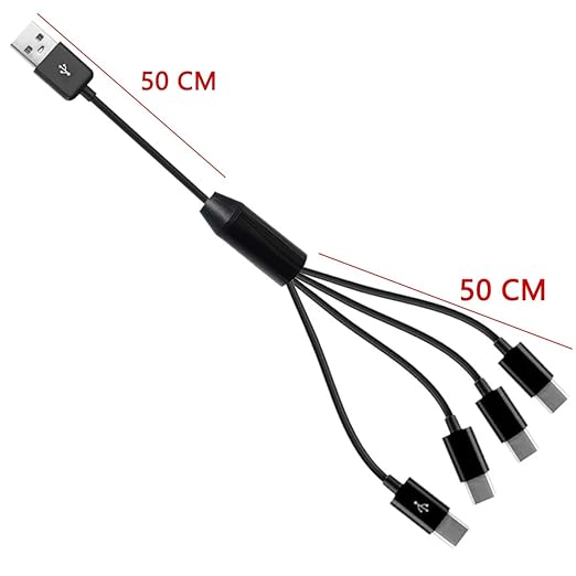Multi USB C Splitter Y Cable, 4 in 1 USB 2.0 Type A Male to 4 Type C Male Cable Supports Charging And data transmission for i/Phone 15 Plus Pro Max, Galaxy S24/S23/S22, Huawei P40/P30 1meter (4 USB C)