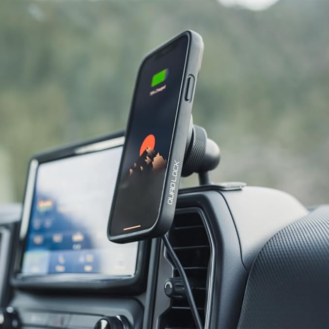Quad Lock Adhesive Dashboard/Console Car Phone Holder Kit with MAG Wireless Charging Head V2 and MAG Phone Case for iPhone 11