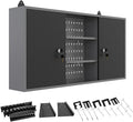 JZD Steel Wall Mount Storage Cabinet System with 22 Tool Hooks, for Garage Workshop Black & Grey