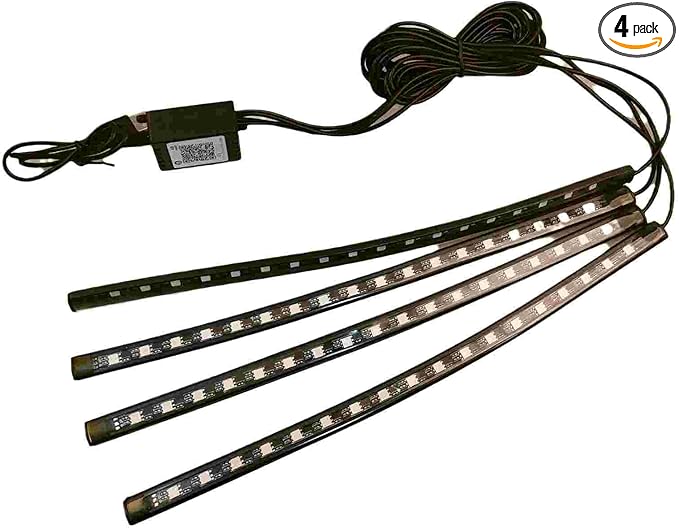 USB Adapter Light Strip, Car Neon Decorative Light, Car Ambient Lighting Kit, 8 Color Strip App, Interior Light, Music Sync Mode,for Cars, Pickups and SUVs, 4 Light Strips, 5V
