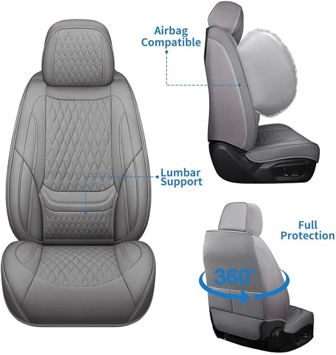 Car Seat Covers Full Set Custom Fit for Buick Envision 2016-2026 - Premium Faux Leather with Lumbar Support | Breathable, Waterproof, Anti-Slip, Durable (Gray,Full Set)