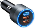 USB C Car Charger for iPhone 16, 66W Car Cigarette Lighter Adapter USB Fast Car Charger PD 30W+Dual QC3.0 [Metal Shell] [Ambient Light] for iPhone 16 15 14 13 Pro Max Samsung Galaxy Note Google Pixel