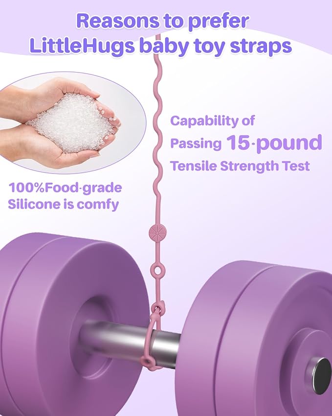 LittleHugs Toy Straps for Baby, 5pcs Adjustable Toy Holder for Stroller Accessories, Silicone Tether Pacifier Clip, No Throw Travel Essential Leash for High Chair, Car Seat (Gril-5 Pack)