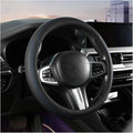 HZEL Car Steering Wheel Cover, 15 Inch Leather Comfortable Vehicle Steering Wheel Protector with Inner Rring, Anti-Slip Automotive Interior Accessories, Universal for SUV RV Truck (Black/Blue)
