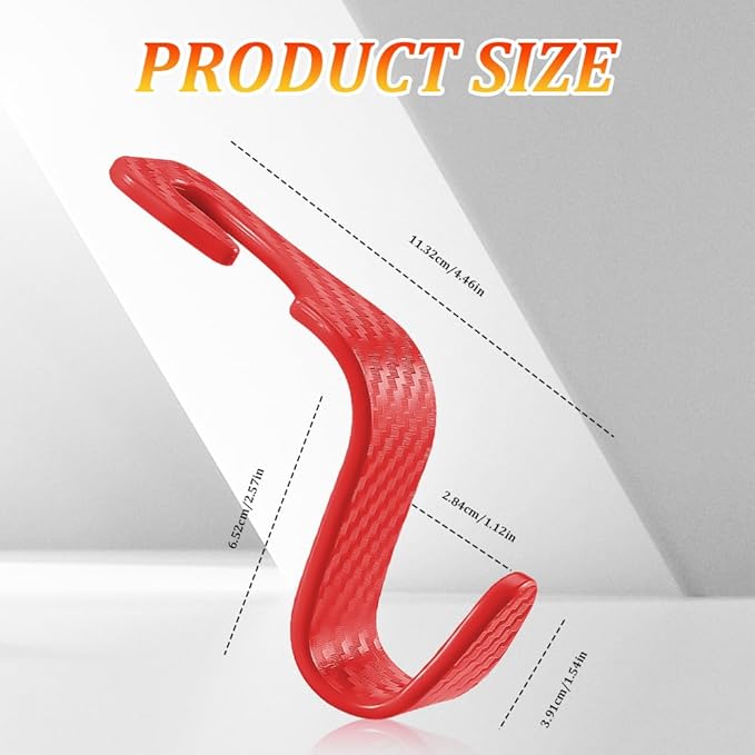 4PCS Car Seat Headrest Hook, Plastic Auto Back Seat Hanger Hooks, Multi-Functional Stylish Seat Hooks, Universal Car Interior Headrest Hanger Storage Accessories for Purse Coats Handbag (Red)