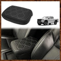 Muslogy for Frontier Center Console Pad Armrest Box Cover Vegan Leather Soft Accessories Armrest Lid Protector Compatible with Nissan Frontier 2022-2024 2025 (Regular Thick, V1 White Stitching)