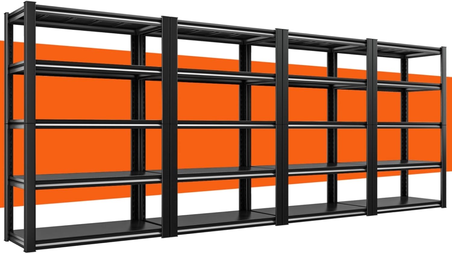 REIBII 40" W Garage Shelving, Heavy Duty Storage Shelves Load 2500LBS, 5-Tier Adjustable Metal Shelving, Garage Shelves for Warehouse, Pantry, Basement, 72" H x 40" W x 18" D, 4Pack