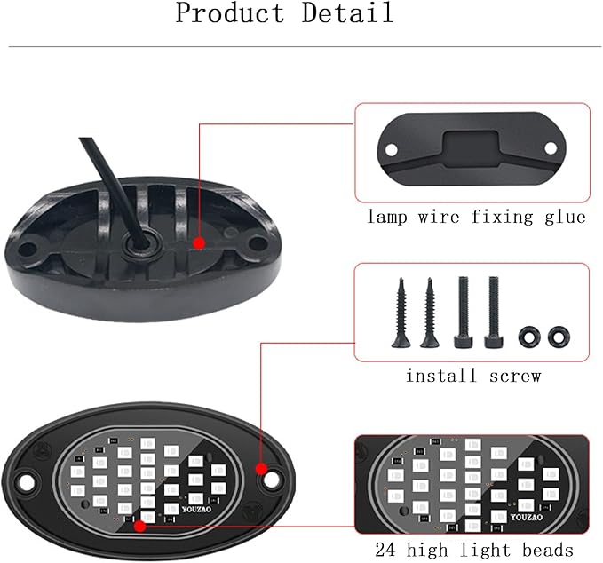 10 Pods Rock Lights Pure LED Lights for Car SUV Ambient Underglow Lights Waterproof Neon Trail Rig Lamp Lighting for Truck