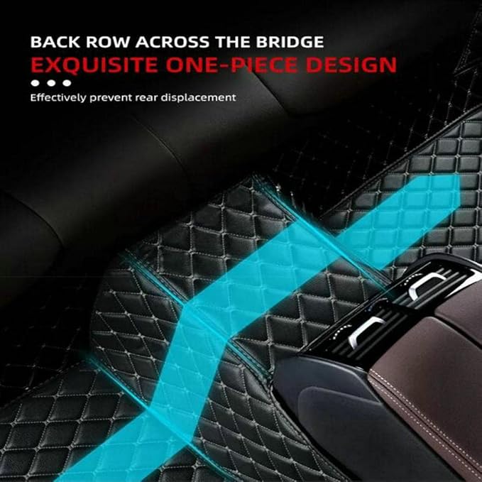 TREGOO All Weather Car Mats Custom Fit Non Slip Floor Mats for 1998-2025 Cars Personalized Leather Protection Pads Suitable for Men Women (Edge Beige, Black Beige)