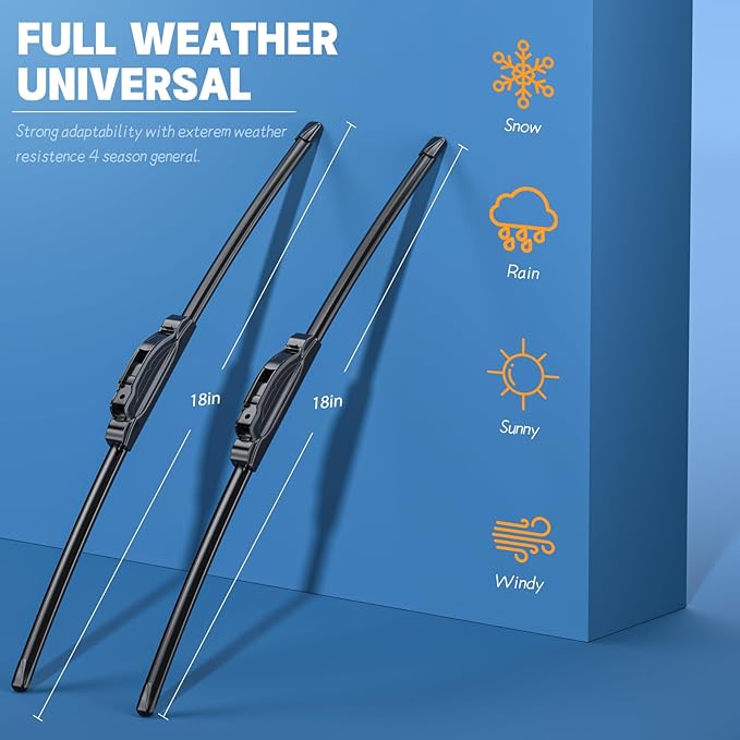 MIKKUPPA 18"+18" Front Wiper Blades, Replacement for 1983-2012 Ford Ranger, 2006-2010 Jeep Commander - All Season Windshield Wiper Blades, Pack of 2