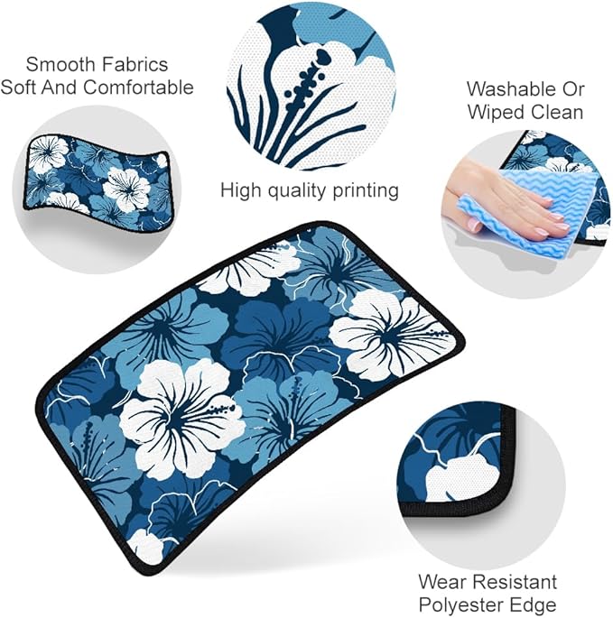 1pc Center Console Armrest Cover Pad 12.6x7.5 inch Blue Aqua Flower Neoprene Car Armrest Cushion Waterproof Armrests Seat Box Cover Protector for Universal Cars Vehicles SUVs