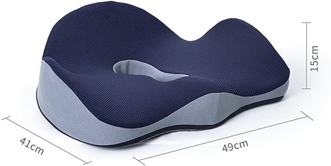 Car Seat Cushion for Long Driving, Ergonomic Memory Foam Seat Cushion, Car Seat Cushion for Back Pain and Lumbar Support Non Slip and Easy Clean for Driving Gaming Chair and Travel B Navy Blue