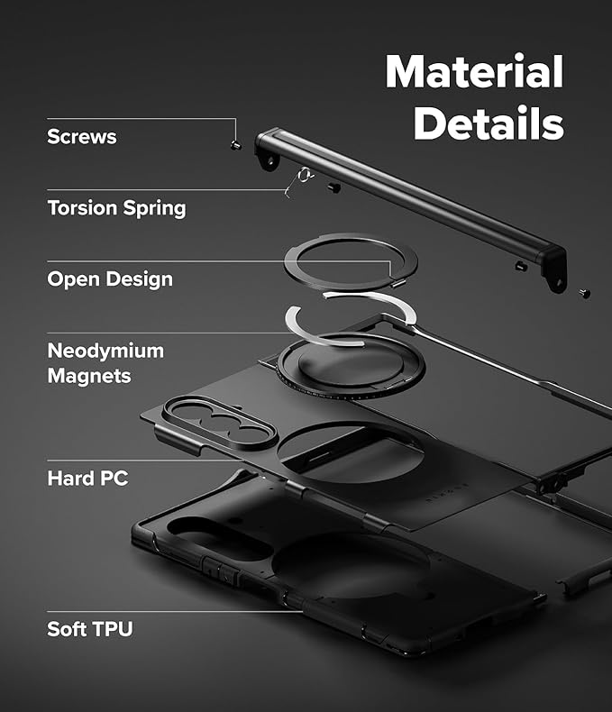Ringke Alles Pro for Samsung Galaxy Z Fold 7 Case [Compatible with MagSafe] Hinge Protection Powerful Magnet Shockproof Cover with 360° Rotating Kickstand - Black
