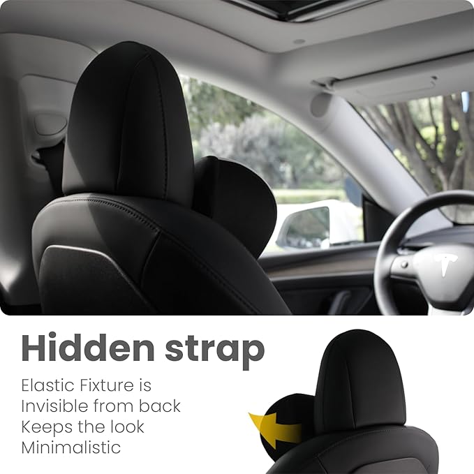 HOPON 2025 Upgrade Headrest Pillow for Tesla Model 3 Y S X,Car Neck Pillow with Breathable Fabric,Soft Pillow for Tesla,Memory Foam Tesla Accessories 1 Pack - Gray