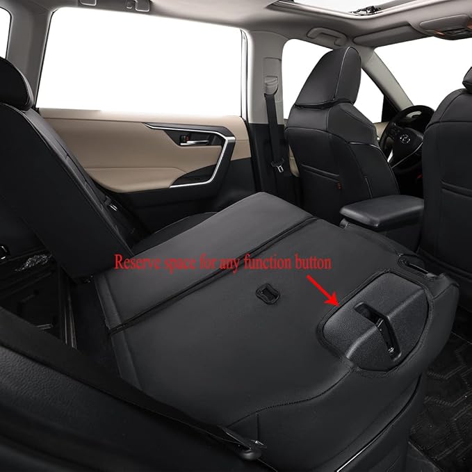 EKR Rav4 Seat Covers Custom Fit for Toyota Rav4 (Only Hybrid) 2019-2025 LE,XLE,XLE Premium,Limited,Woodland Edition, Leather Car Seat Cover Full Set for SUV,Faux Leather(Black)
