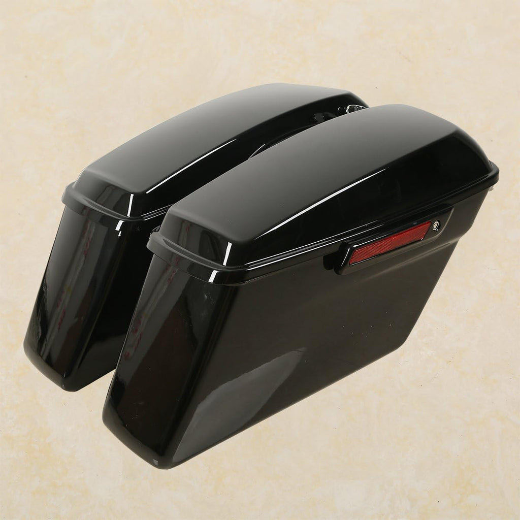 XFMT Vivid Black Motorcycle Saddlebags Hard Saddle Bags W/Black Latches & Conversion Bracket For Harley Softail Heritage Deluxe 1984-2017