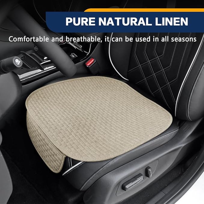 2PCS Car Seat Bottom Cover Pad, Car Seat Mat, Driver Cushion with Comfort Memory Foam & Non-Slip Rubber Bottom, Vehicle Accessories Breathable Seat Protector Mat for Auto Office Home (Beige)