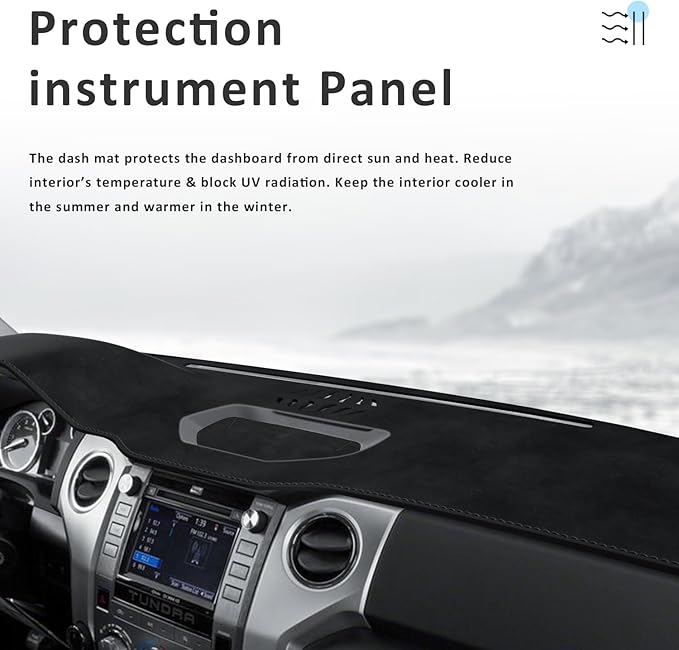 auovo Dashboard Cover Mat Compatible with Toyota Tundra 2014 2015 2016 2017 2018 2019 2020 2021 Anti-Slip Dash Cover Dash Carpet Cover Sunshield Protector