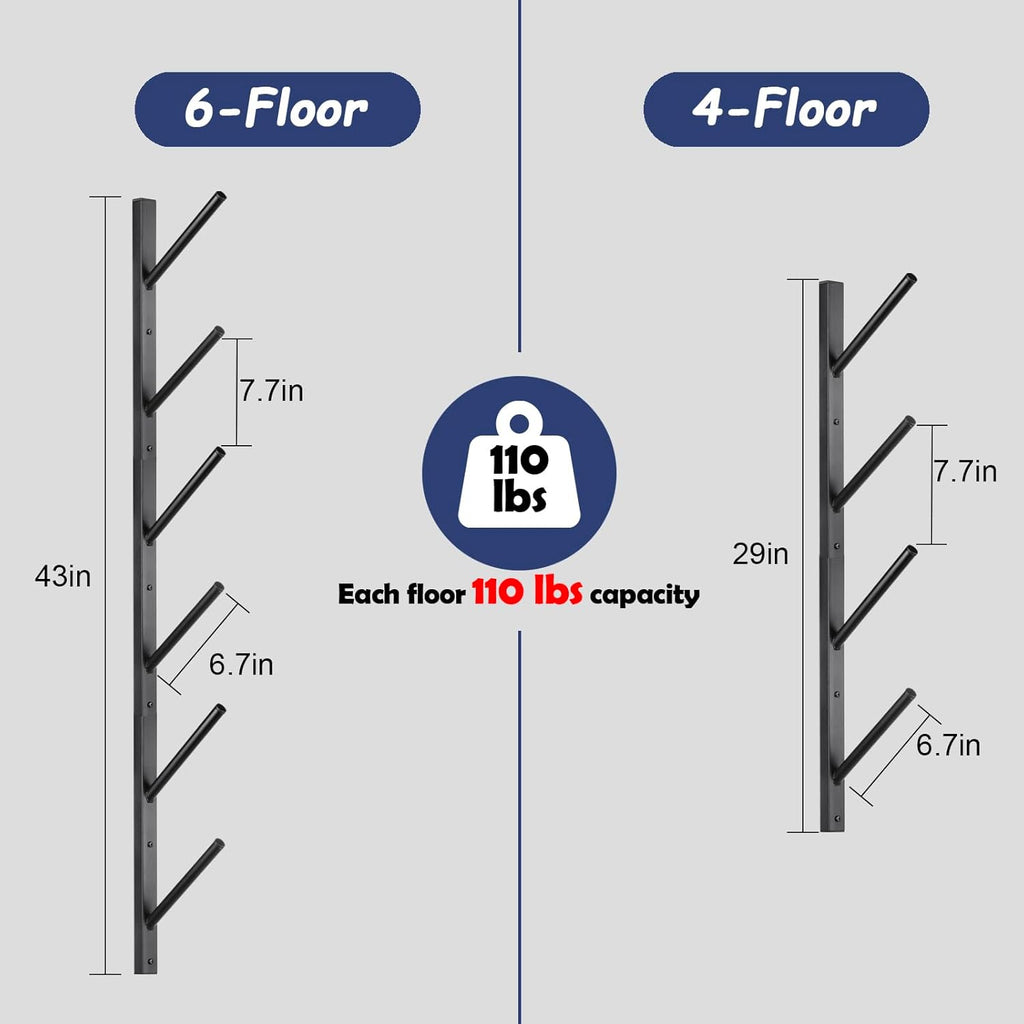 Skateboard Rack Wall Mount – Skateboard Wall Hanger, Snowboard Display Wall Mount, Ski Holder | 6-Floor Skateboard & Ski & Snowboard Storage Rack | Snowboard & Ski Lover Gifts