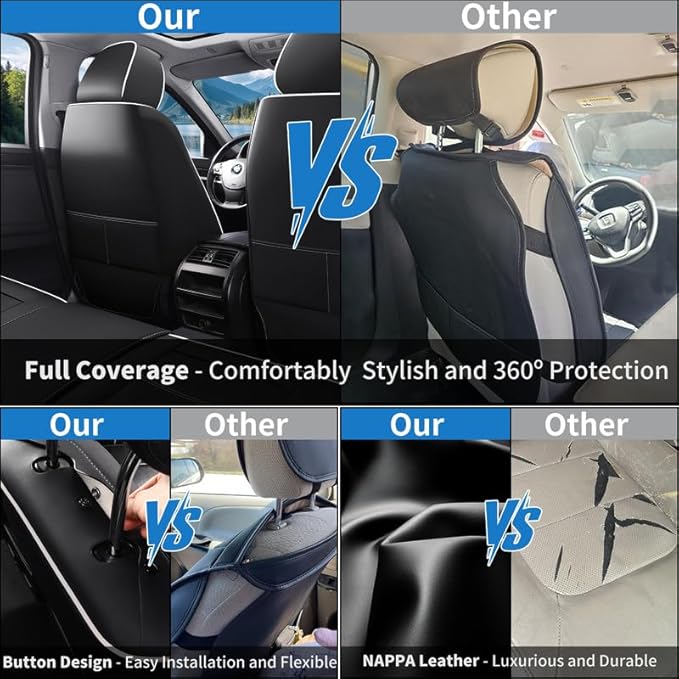 Car Seat Covers Custom Fit for Chevrolet/Chevy Volt 2010-2019 , Premium Faux Leather Waterproof Car Seat Protectors with Lumbar Support, Breathable Anti-Slip Easy to install(Black&White,Full set)