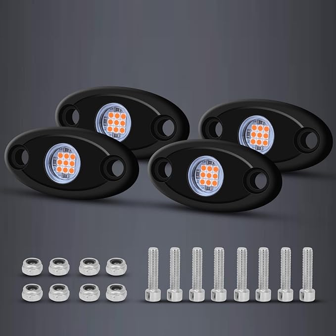 4 Pods LED Rock Lights Purple Neon Underglow Light Kits for Car ATV UTV SUV Boat Underbody Glow Trail Rig Lights Waterproof (Purple)