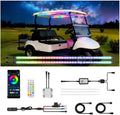 2 Pcs RGB+IC Golf Cart Canopy Lights Strip, 12V-80V Dream Color Chasing Golf Cart Roof Light with Remote and APP Control, Voltage Reducer Included, Music Sync for EZGO Yamaha Club Car