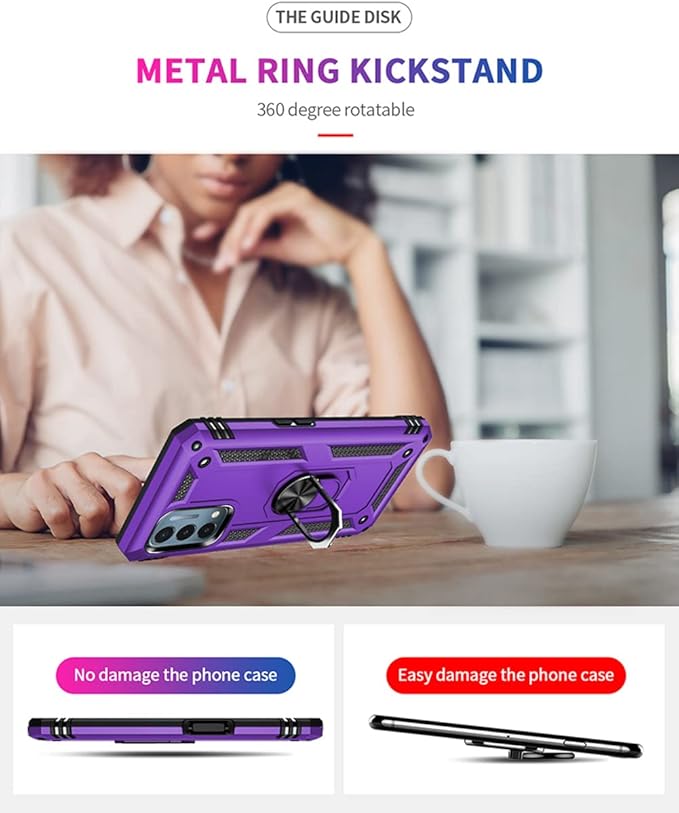 for OnePlus Nord N200 5G Case,with Screen Protector,[Military Grade] 16ft. Drop Tested Cover with Magnetic Kickstand Car Mount Protective Case for OnePlus Nord N200 5G, Purple