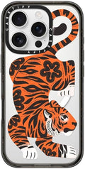 CASETiFY Impact Case for iPhone 16 Pro [Slim / 8.2 ft. 4X Military Grade Drop Protection/Compatible with Magsafe] - Fierce Tiger - Clear Black