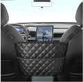 Car Net Pocket Handbag Holder Between Seats, Large Capacity Storage Bag for Front Seats, Leather Car Organizer Backseat Barrier for Kids Pet, Handbag Organizer Pocket Car Console Purse Holder