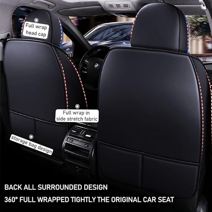 for Toyota RAV4 2008-2025 Car Seat Covers, Full Coverage Customized Seat Covers Premium Leather Waterproof Stain-Resistant Easy to Install (Front Set, Black&Blue)