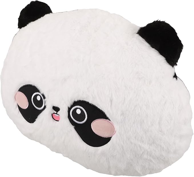 PRETYZOOM Cartoon Panda Lumbar Support Pillow with Rabbit Hair Embroidery, Soft Plush Car Seat Cushion for Lower Back, Shoulder Relaxer for Driving and Office Use