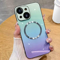 Guppy Compatible with iPhone 15 Case Magnetic, with Full Camera Lens Protector [Compatible with MagSafe] Scratch Resistant Gradient Glass Back Cover Phone Case-Blue