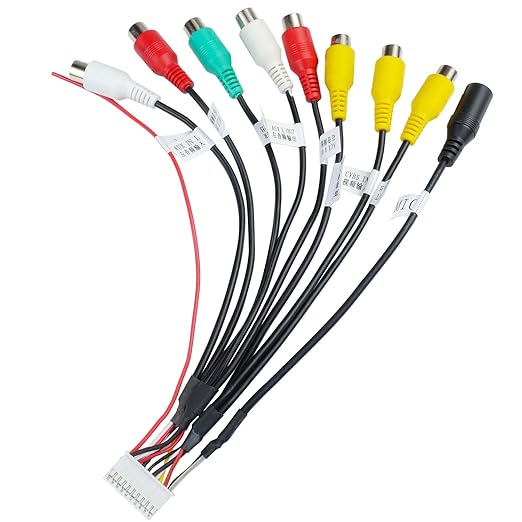 Radio RCA Wiring Harness Adapter 20Pin Plug with 9 Female RCA Connector Assembly for Android Car Radio Stereo